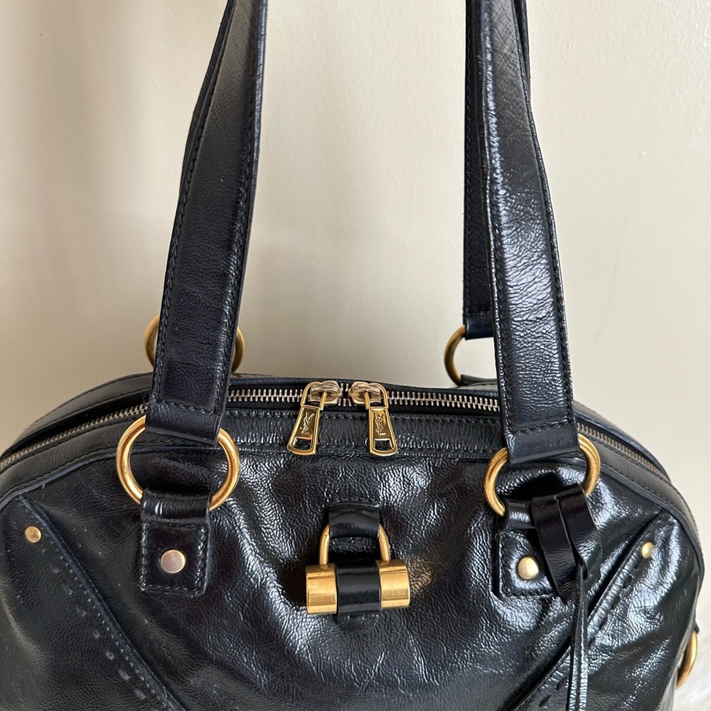 Yves Saint Laurent Black Shoulder Bag with Gold Accents - Picture 2 of 15